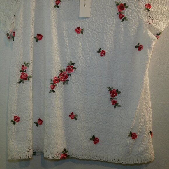 Calvin Klein Women’s White Lace Overlay Top Size XL - Picture 2 of 8